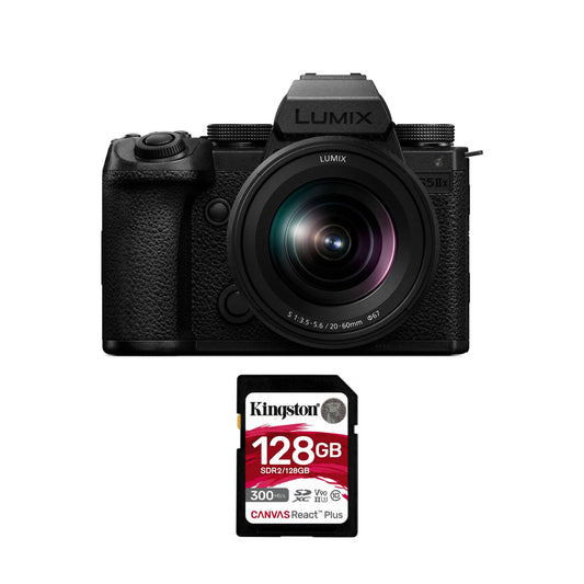 Panasonic Lumix S5 IIX Mirrorless Camera with 20-60mm Lens with 128GB U3 V90 SDXC UHS-II SD Card Bundle (2 Items)