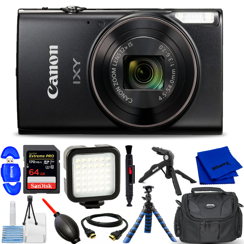 Canon Compact Digital Camera IXY650 (Black) Bundle