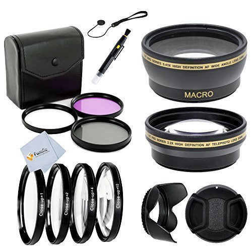 52mm Starter Accessory Kit for NIKON DSLR (D3000 D3100 D3200 D3300 D5000 D5100 D5200 D5300 D5500 D7000 D7100 D7200, D600, D610, D800, D800E, D90 D80, D4, D4S)). Includes: High Definition 0.43X Wide Angle & 2.2X Telephoto Lenses - International Version (No