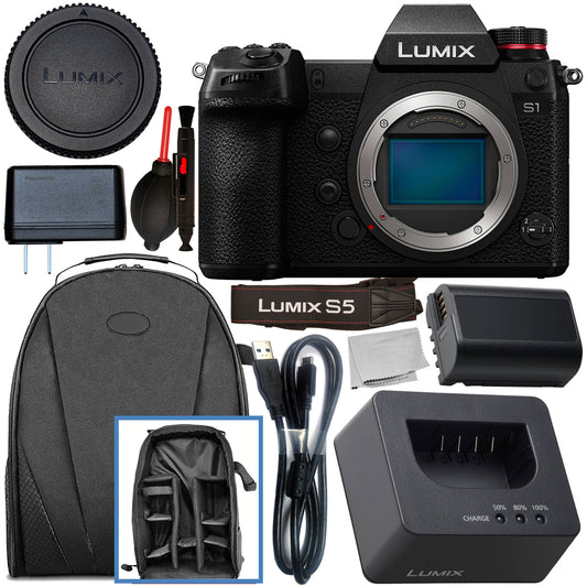 Panasonic Lumix DC-S5 Mirrorless Digital Camera (Body Only) with Starter Accessory Bundle â€“ Includes: Manufacturer Accessories + Professional Backpack + Equipment Maintenance Tools