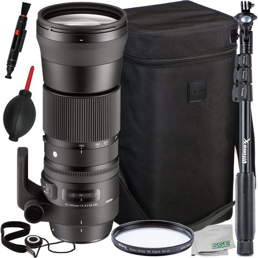 Ultimaxx Starter Sigma 150-600mm f/5-6.3 Lens Bundle (F-Mount) - Includes: Protective UV Filter, Lightweight 48â€ Monopod, Universal Lens Cap Keeper & More (12pc Bundle)