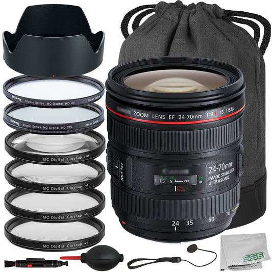 Ultimaxx Starter Canon EF 24-70mm f/4L IS USM Lens Bundle - Includes: 4PC Macro Close-Up Filter Kit, Protective UV & CPL Filters, Lens Hood & More (15pc Bundle)