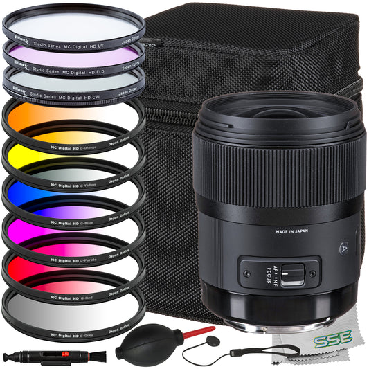 Ultimaxx Essential Sigma 35mm f/1.4 DG HSM Art Lens Bundle (F Mount) - Includes: 3PC Protective Filter Kit, 6PC Gradual Color Filter Kit & More (18pc Bundle)