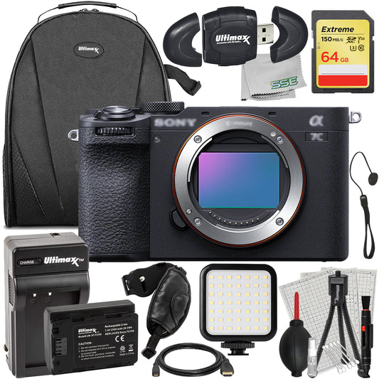 Ultimaxx Advanced Sony a7C II Mirrorless Camera Bundle (Black - Body Only) - Includes: 64GB Extreme Memory Card, Replacement Battery & Much More (21pc Bundle)